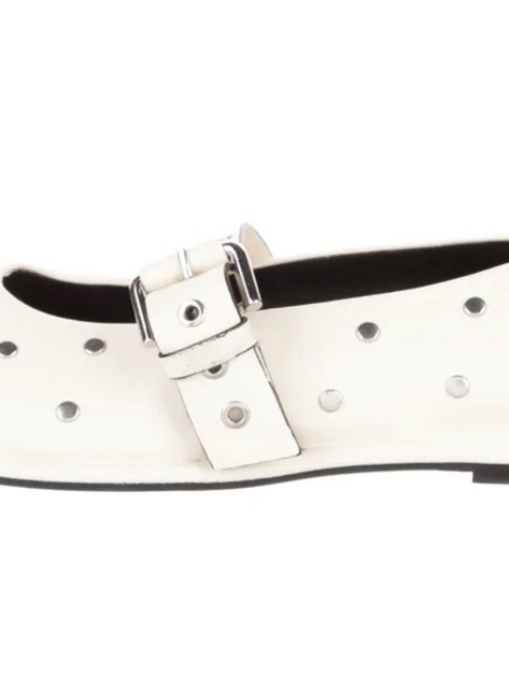 ME+EM Cream Leather Mary Jane Flats with Silver Studs - Picture 3 of 5